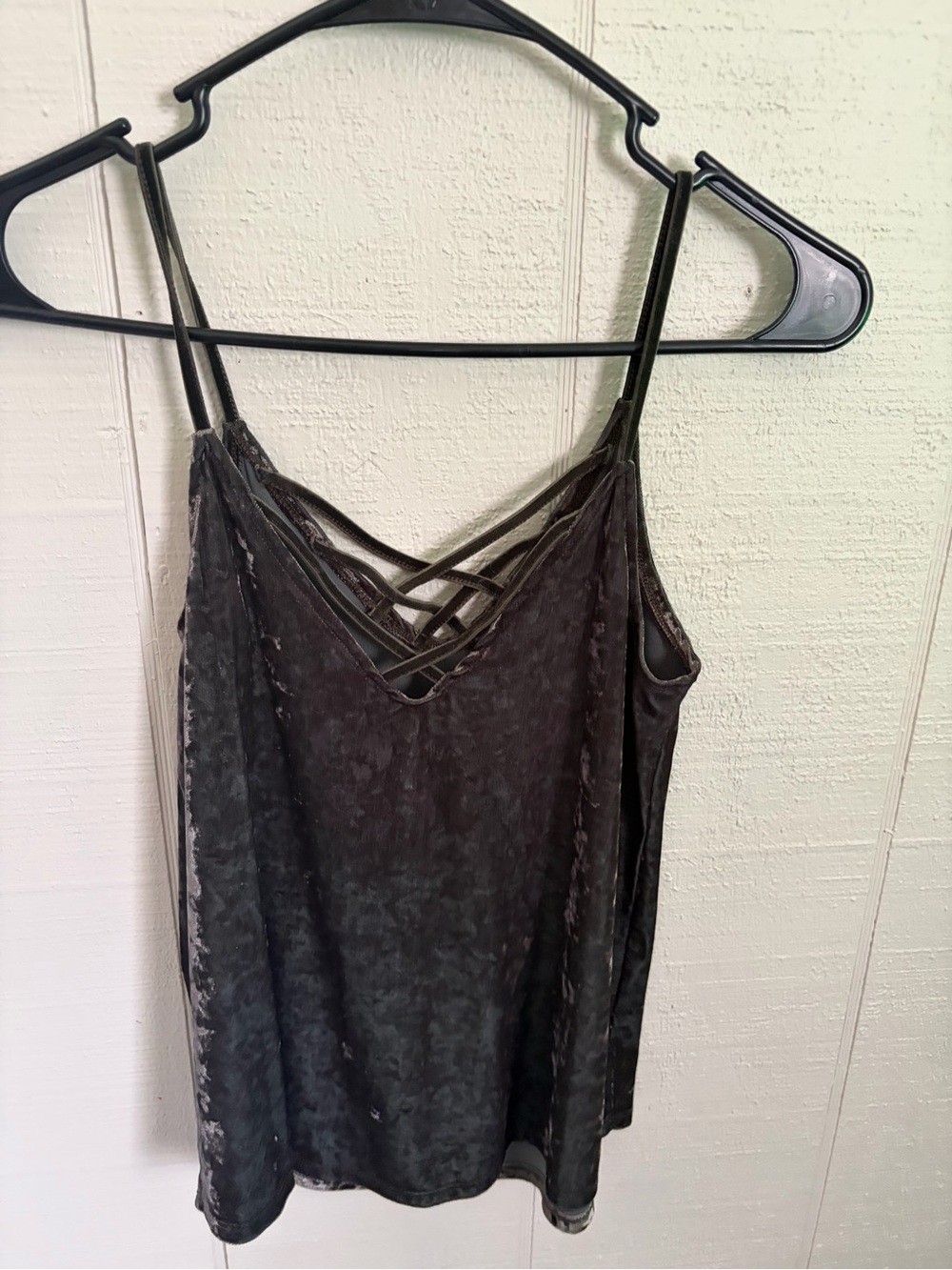 American Eagle Outfitters Charcoal Crisscross Velvet Cami